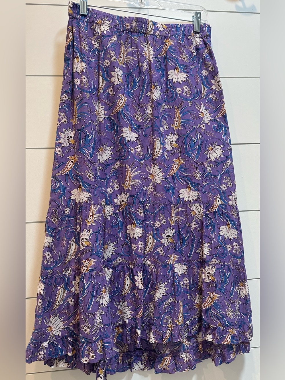 Bohemian Floral Purple Maxi Skirt - Women's Flowing Tiered Skirt